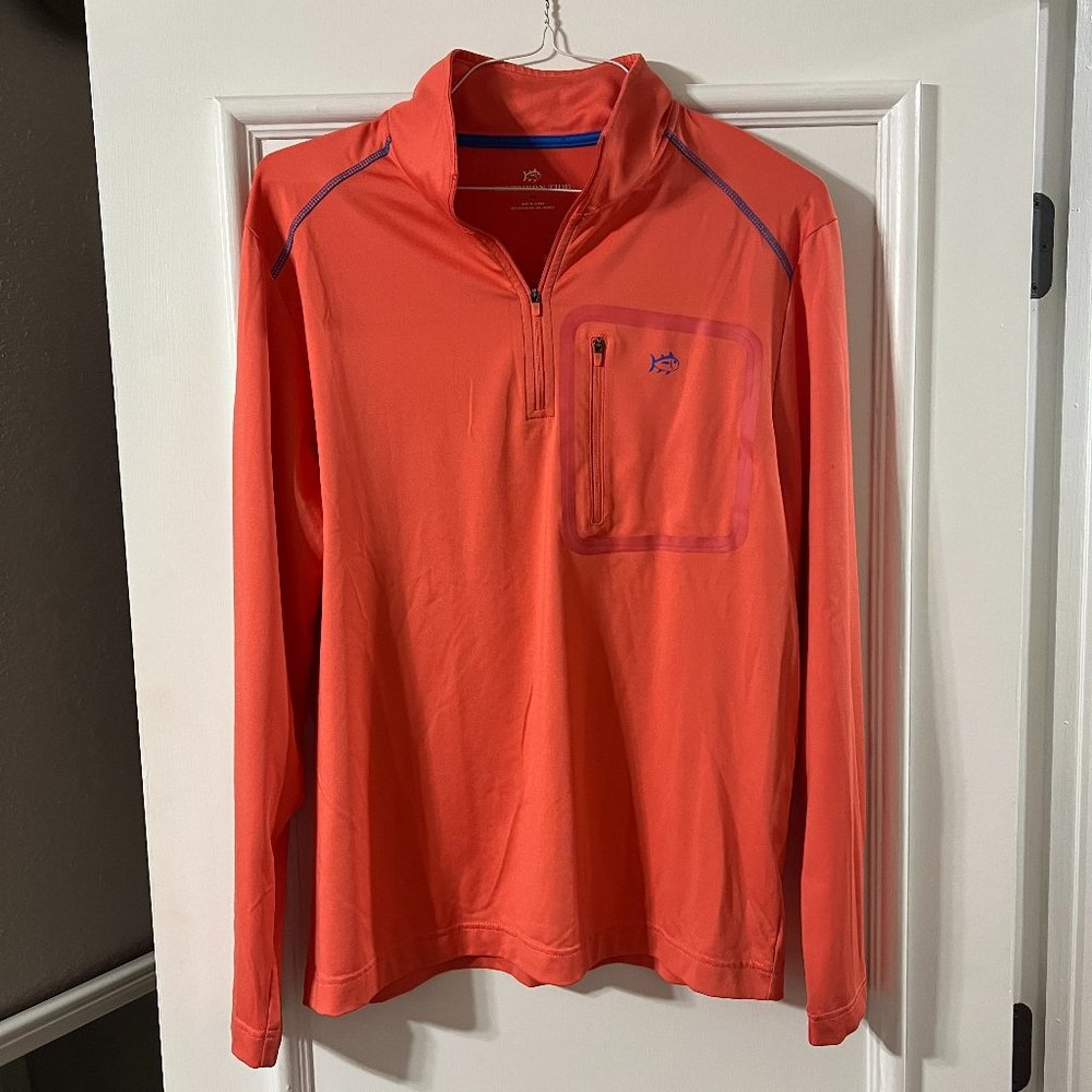 Southern Tide Men’s 1/4 Zip Trail Pullover Golf Shirt M (Medium) Peach